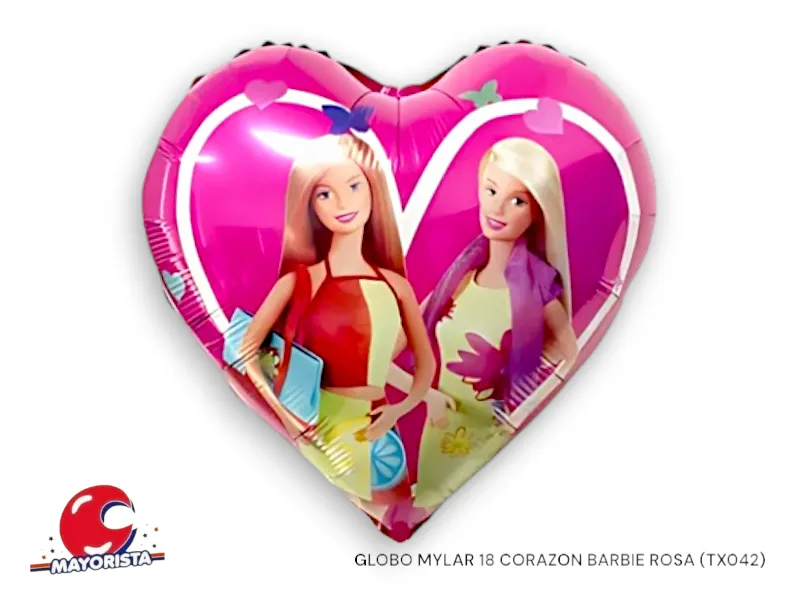 GLOBO MYLAR 18 CORAZON BARBIE ROSA 45CM (TX042) CHG