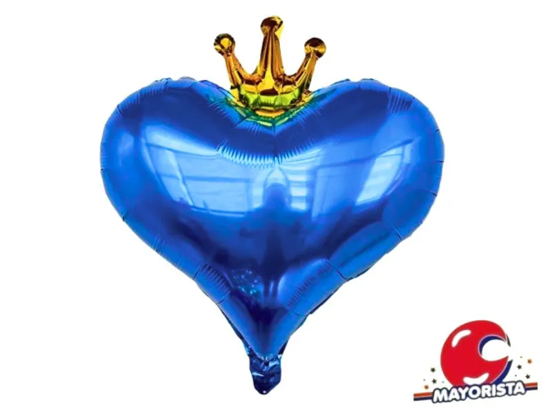 GLOBO MYLAR 18 CORAZON CORONA AZUL 45CM (Y1385-1265) CHG