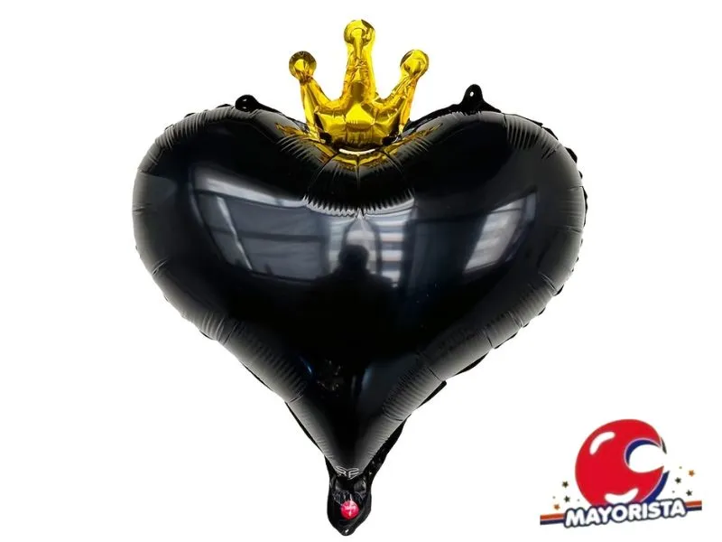 [8116] GLOBO MYLAR 18 CORAZON CORONA NEGRO 45CM (Y1385-1265) CHG