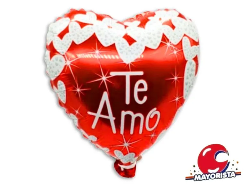 [1393] GLOBO MYLAR 18 CORAZON TE AMO ROJO CORAZONES PLATEADO (BBGS-2116) LCOST