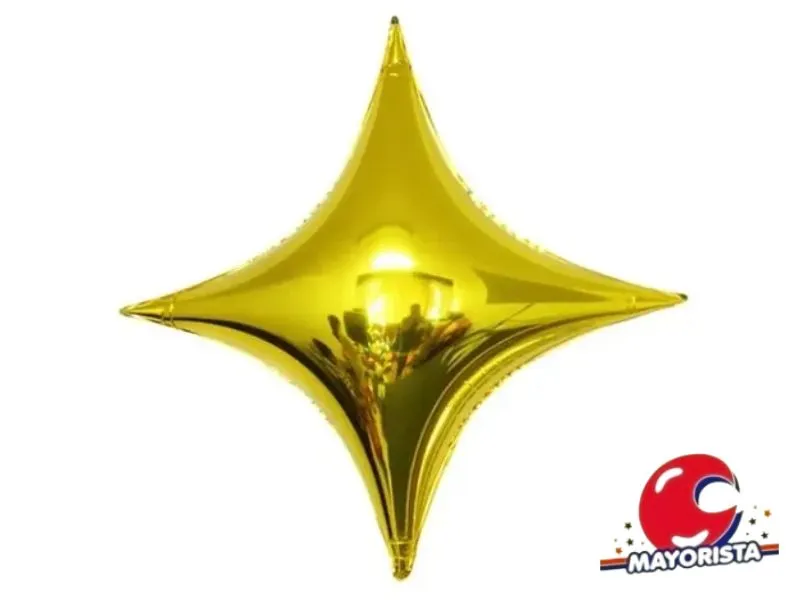 [7790] GLOBO MYLAR 18 ESTRELLA 4 PUNTAS DORADA (45CM) ERIK
