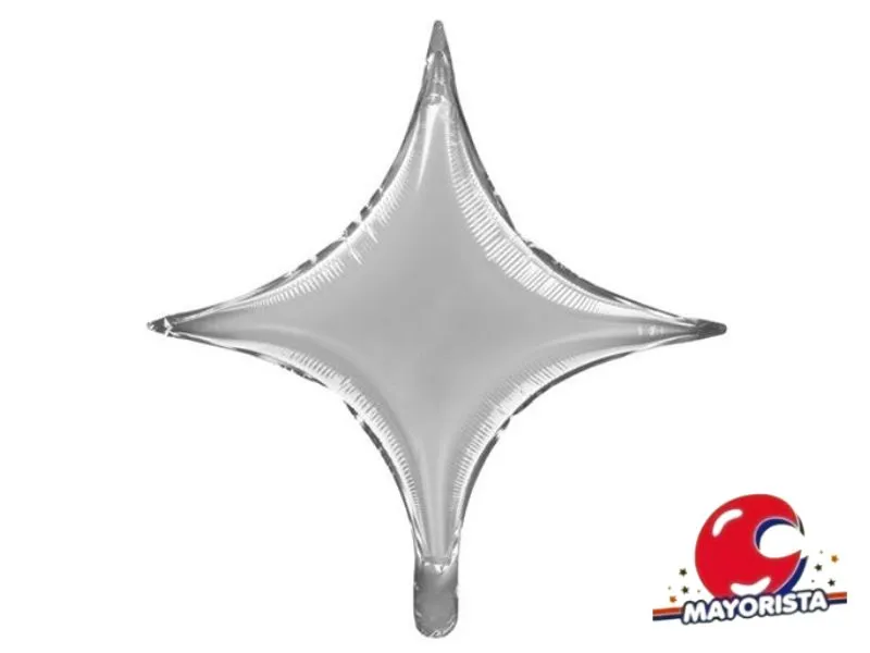 [2815] GLOBO MYLAR 18 ESTRELLA 4 PUNTAS PLATA (45CM) ERIK