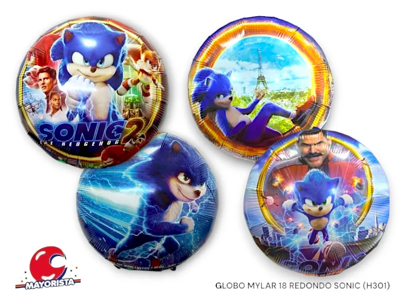 GLOBO MYLAR 18 REDONDO SONIC 45CM (H301) CHG