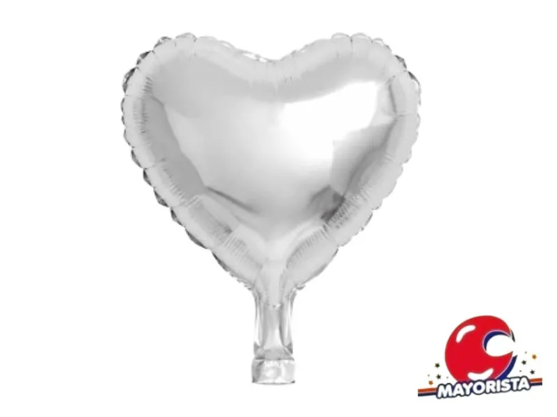 [2391] GLOBO MYLAR 5 CORAZON PLATA (12CM) ERIK