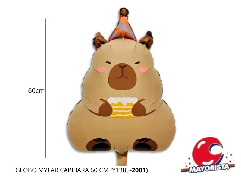 GLOBO MYLAR CAPIBARA C/TORTA 60 CM (Y1385-2001) CHG