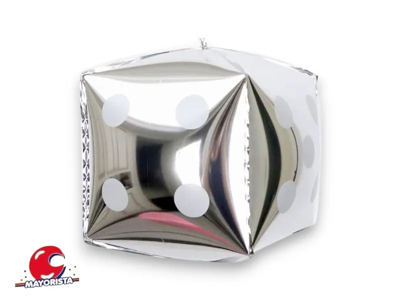 GLOBO MYLAR DADO PLATA 18CM - CHG