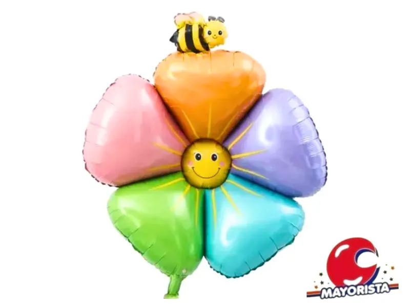 GLOBO MYLAR FLOR MULTICOLOR CON ABEJITA 85X85 (DBCY-B0682) CHG