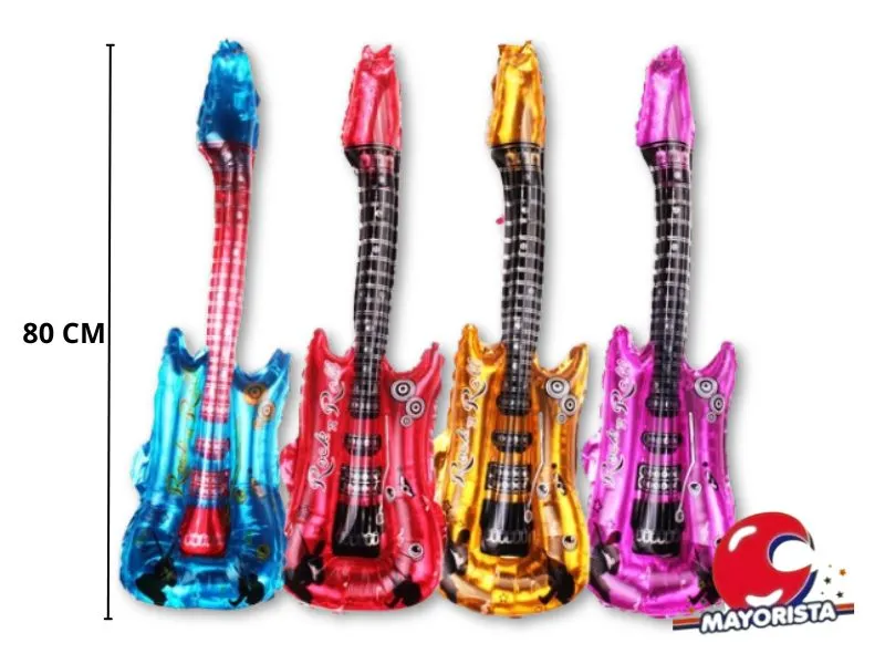 GLOBO MYLAR GUITARRA 80CM C/SONAJERO VS COLORES - ARDITEX