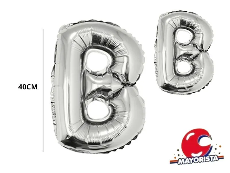 [1830] GLOBO MYLAR LETRA B PLATA 40 CM - CADENACI