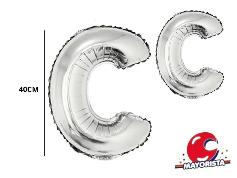 [2222] GLOBO MYLAR LETRA C PLATA 40 CM - CADENACI