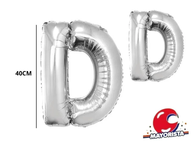 GLOBO MYLAR LETRA D PLATA 40 CM - CADENACI