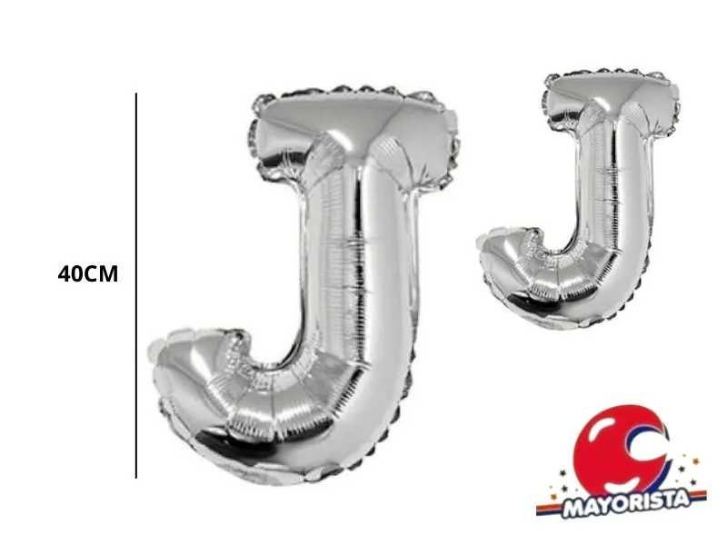 [1856] GLOBO MYLAR LETRA J PLATA 40 CM - CADENACI