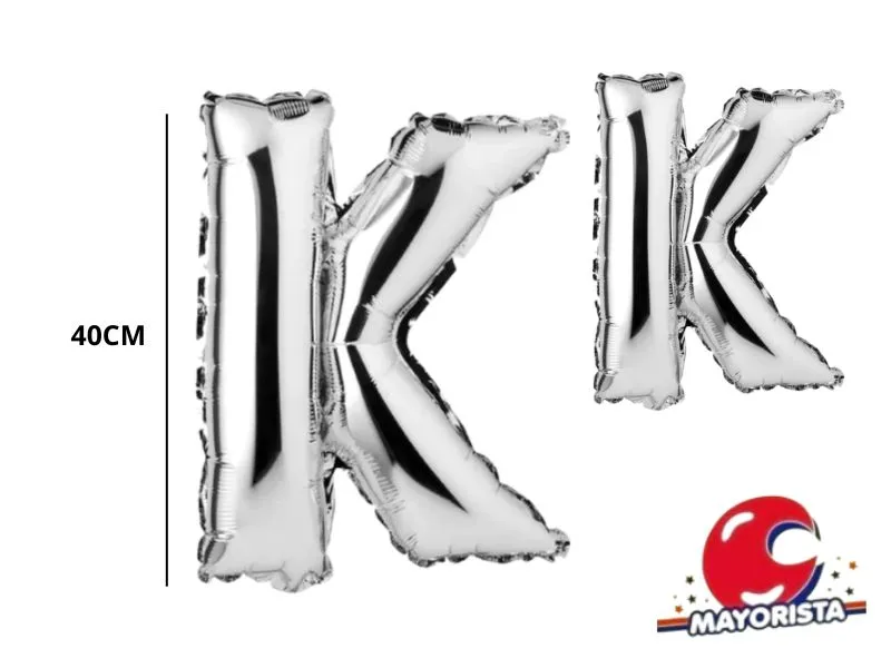 [1861] GLOBO MYLAR LETRA K PLATA 40 CM - CADENACI