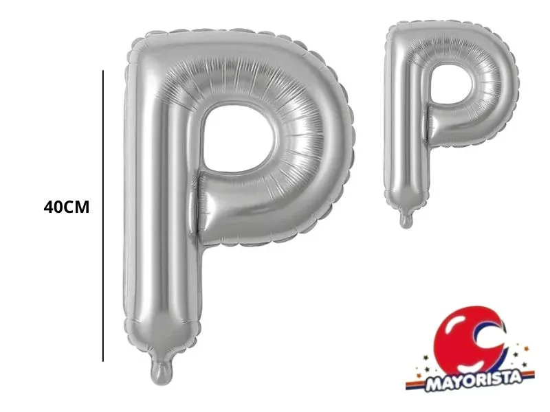 [1365] GLOBO MYLAR LETRA P PLATA 40 CM - CADENACI