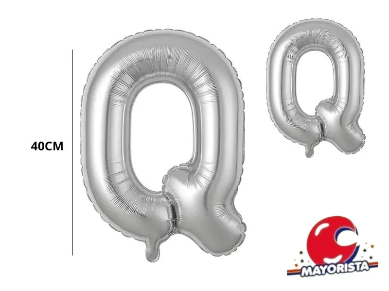 [2978] GLOBO MYLAR LETRA Q PLATA 40 CM - CADENACI