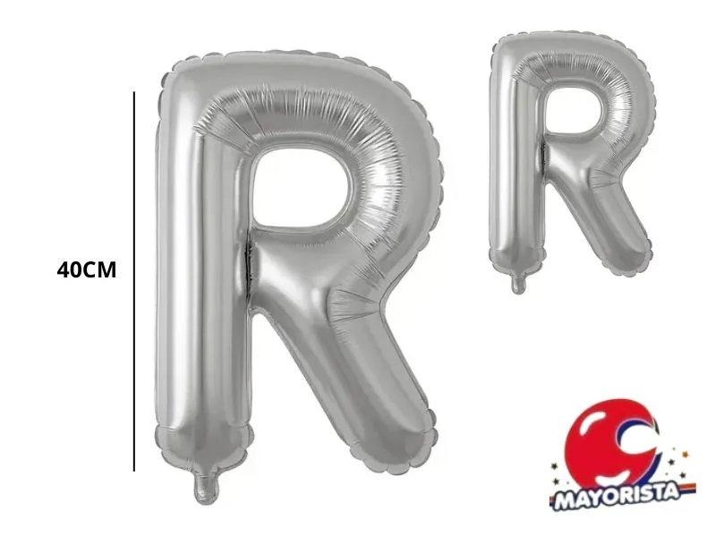 [1876] GLOBO MYLAR LETRA R PLATA 40 CM - CADENACI