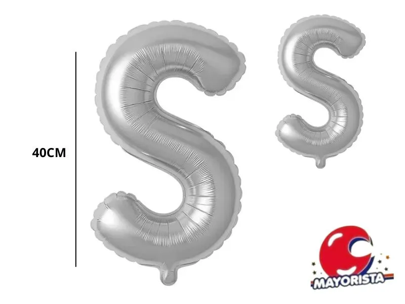 GLOBO MYLAR LETRA S PLATA 40 CM - CADENACI