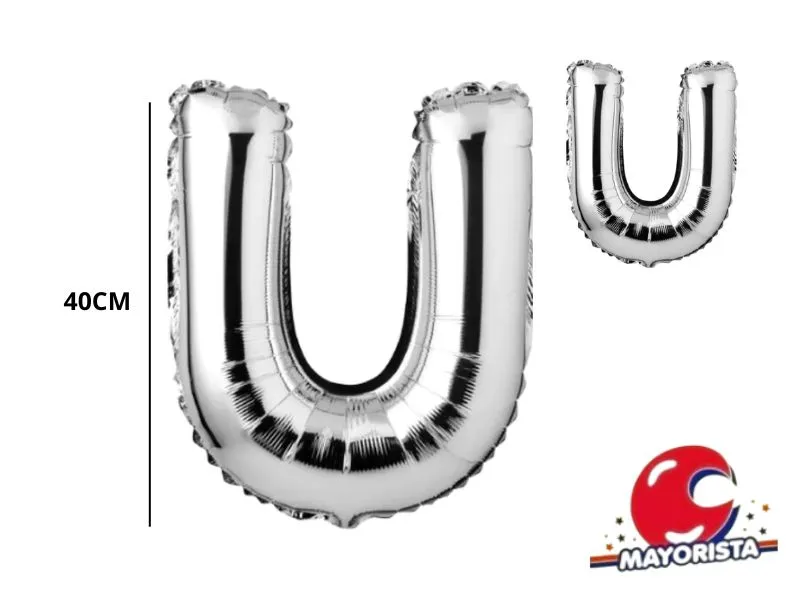 [4204] GLOBO MYLAR LETRA U PLATA 40 CM - CADENACI
