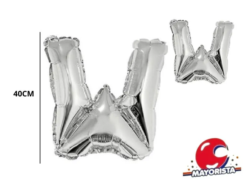 [8083] GLOBO MYLAR LETRA W PLATA 40 CM - CADENACI