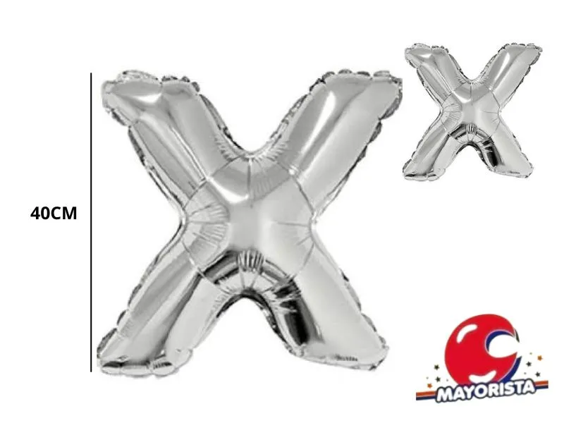 [1886] GLOBO MYLAR LETRA X PLATA 40 CM - CADENACI
