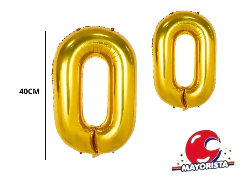 [0202089950225] GLOBO MYLAR N 0 DORADO 16 (40CM) CADENACI