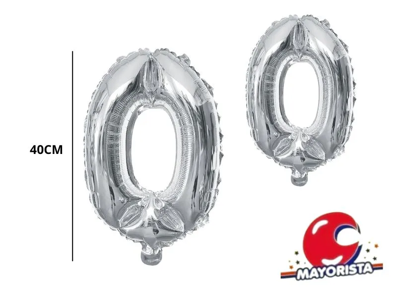 [9533] GLOBO MYLAR N 0 PLATA 16 (40CM) CADENACI