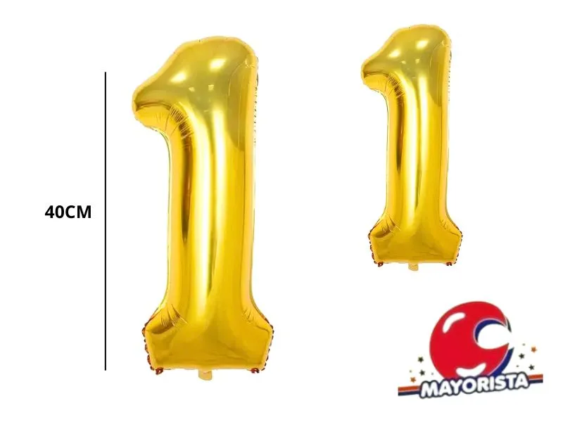 [0202089951222] GLOBO MYLAR N 1 DORADO 16 (40CM) CADENACI