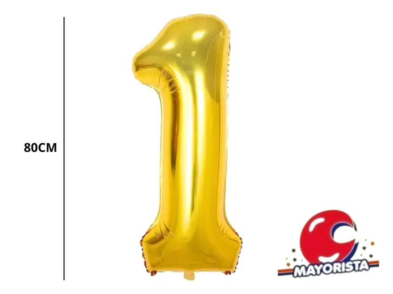 [2134] GLOBO MYLAR N 1 DORADO 32 (80CM) CADENACI