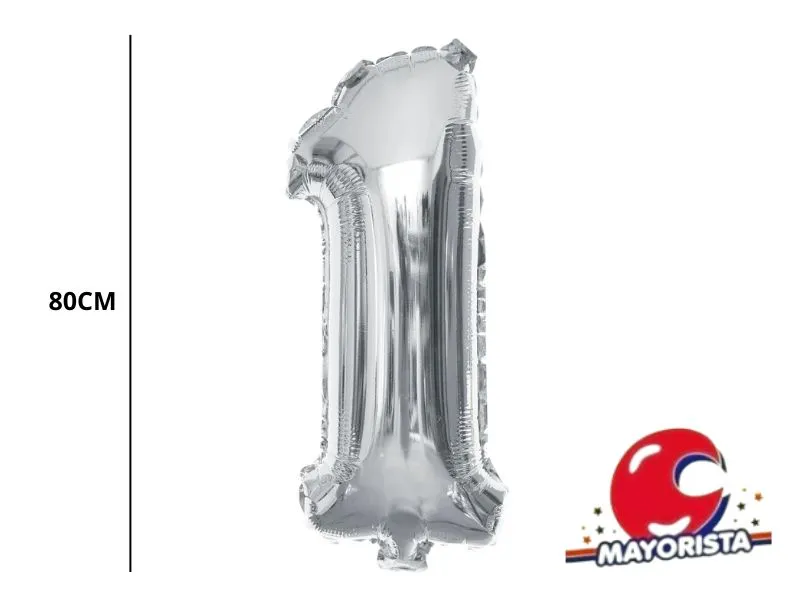GLOBO MYLAR N 1 PLATA 32 (80CM) CADENACI