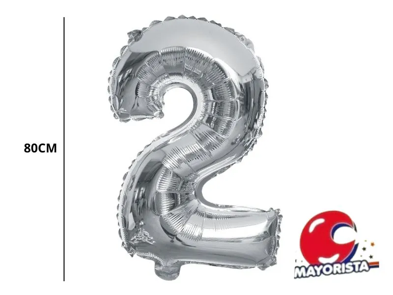 [9068] GLOBO MYLAR N 2 PLATA 32 (80CM) CADENACI