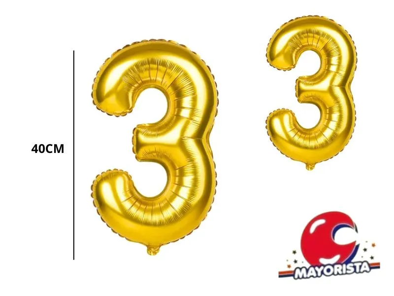 [202089953226] GLOBO MYLAR N 3 DORADO 16 (40CM) CADENACI