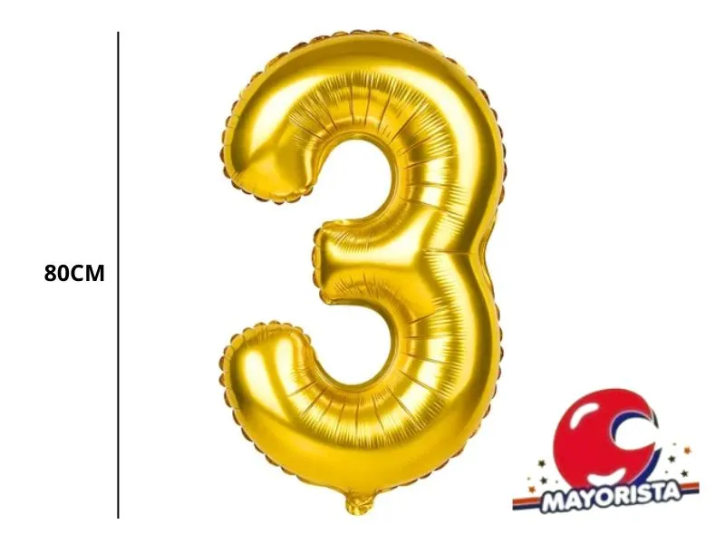 GLOBO MYLAR N 3 DORADO 32 (80CM) CADENACI