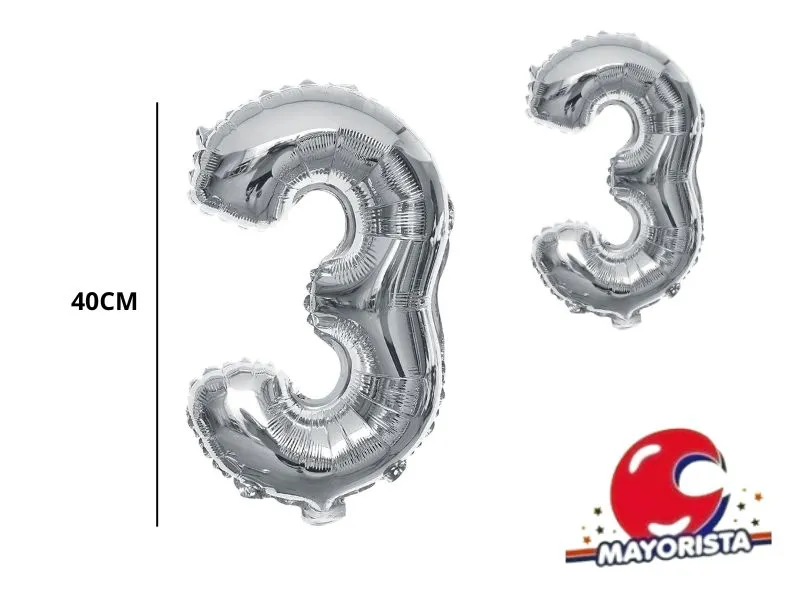 [9741] GLOBO MYLAR N 3 PLATA 16 (40CM) CADENACI