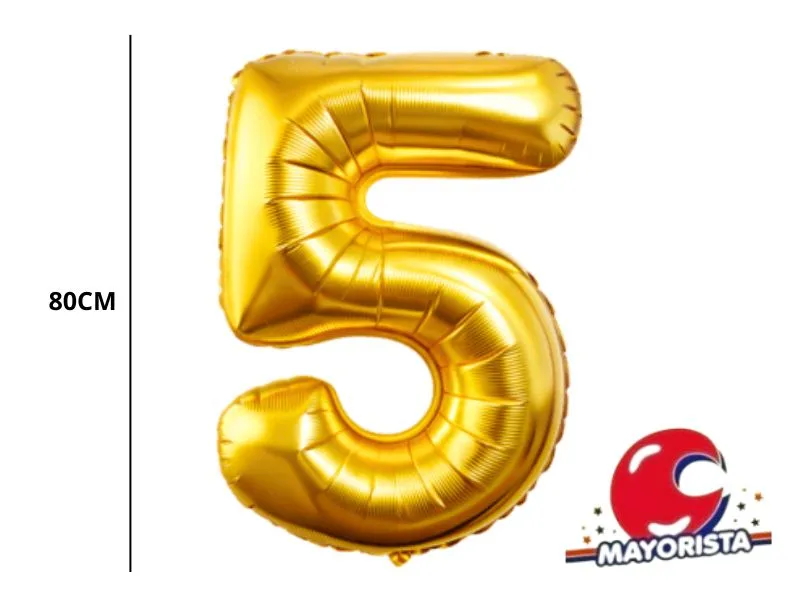 GLOBO MYLAR N 5 DORADO 32 (80CM) CADENACI