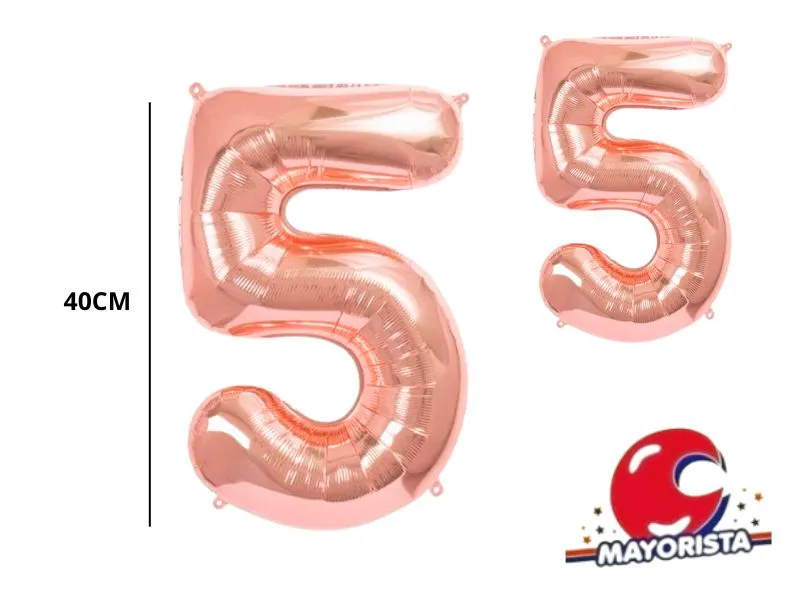 GLOBO MYLAR N 5 ROSE GOLD 16 (40CM) CADENACI