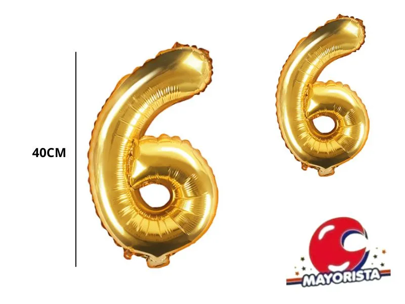 GLOBO MYLAR N 6 DORADO 16 (40CM) CADENACI
