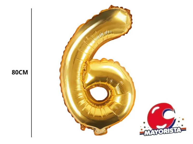 GLOBO MYLAR N 6 DORADO 32 (80CM) CADENACI