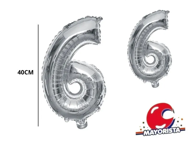 [9687] GLOBO MYLAR N 6 PLATA 16 (40CM) CADENACI