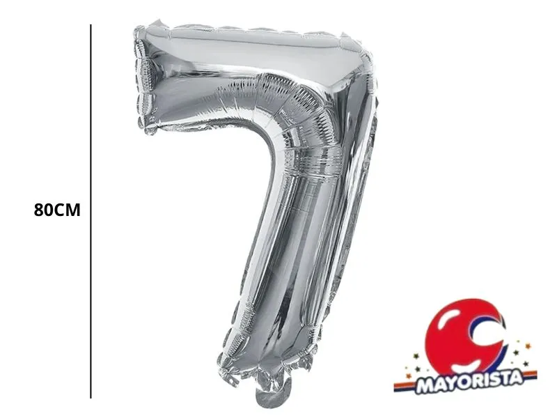 [9836] GLOBO MYLAR N 7 PLATA 32 (80CM) CADENACI