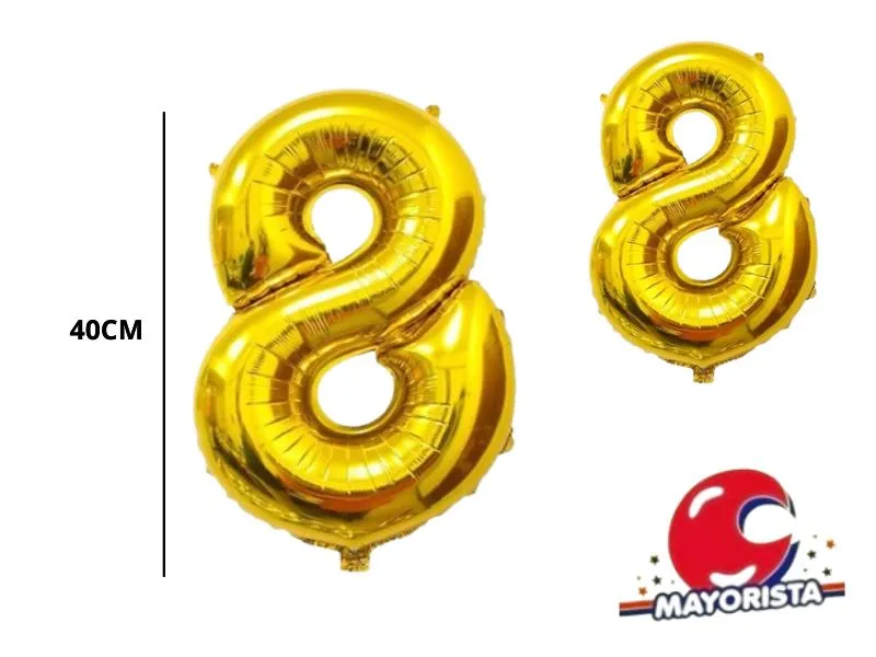 [202089958221] GLOBO MYLAR N 8 DORADO 16 (40CM) CADENACI
