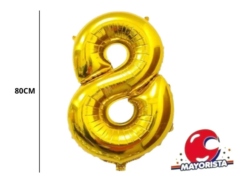 [2059] GLOBO MYLAR N 8 DORADO 32 (80CM) CADENACI