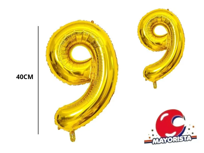 [202089959228] GLOBO MYLAR N 9 DORADO 16 (40CM) CADENACI