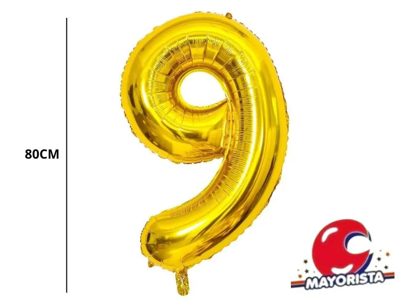 GLOBO MYLAR N 9 DORADO 32 (80CM) CADENACI