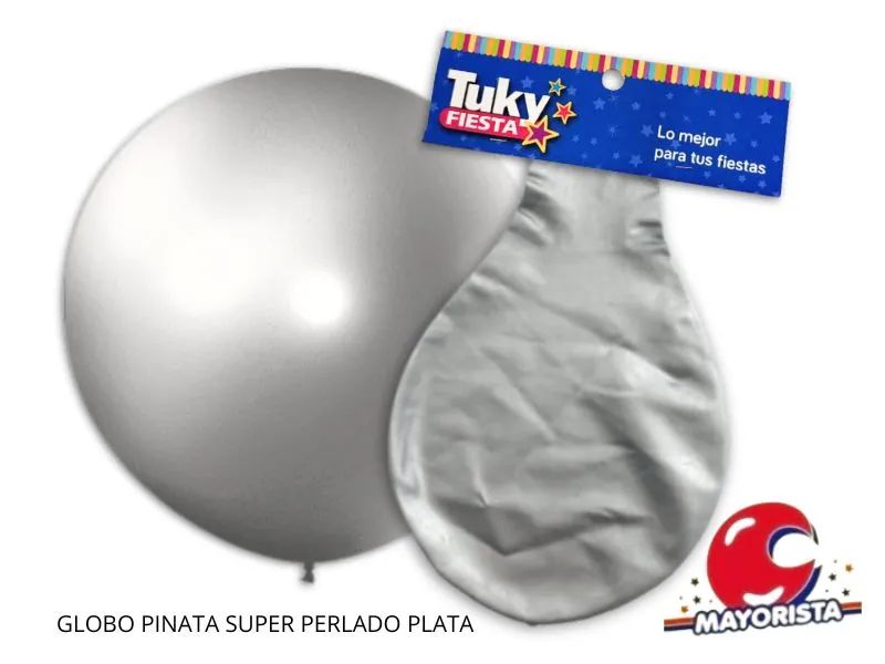 GLOBO PINATA SUPER PERLADO PLATA - TUKY