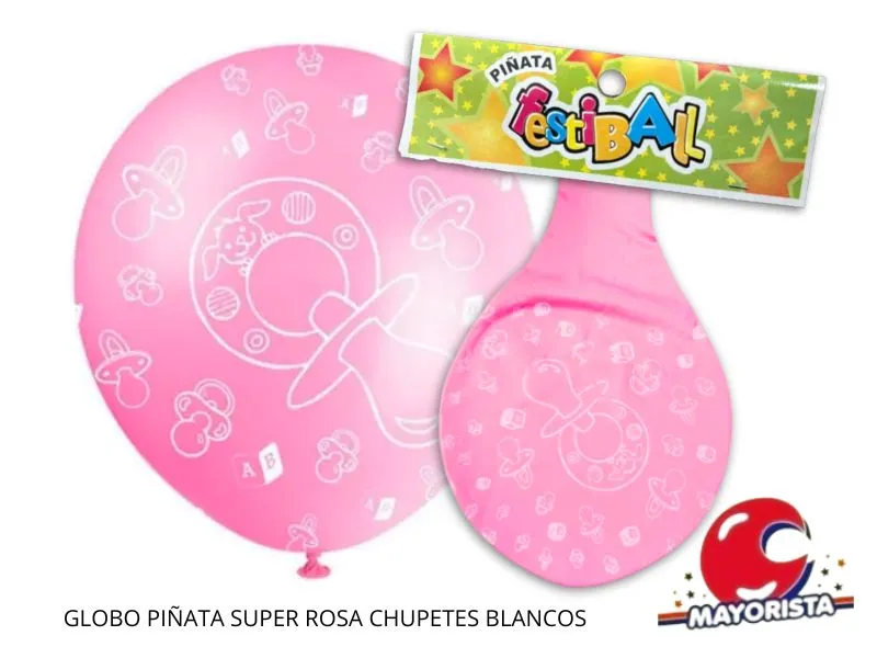 GLOBO PINATA SUPER ROSA CHUPETES BLANCOS - TUKY