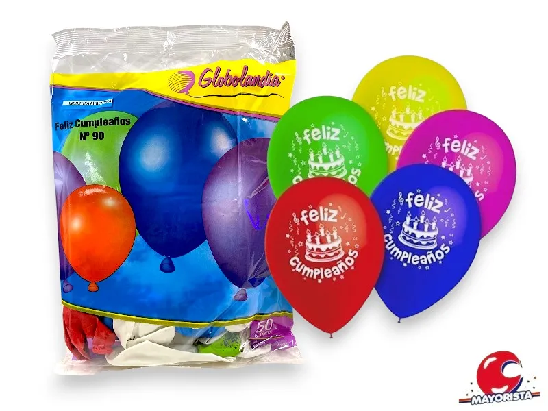 GLOBOS 10 X 50 FELIZ CUMPLE STANDARD - GLOBOLANDIA