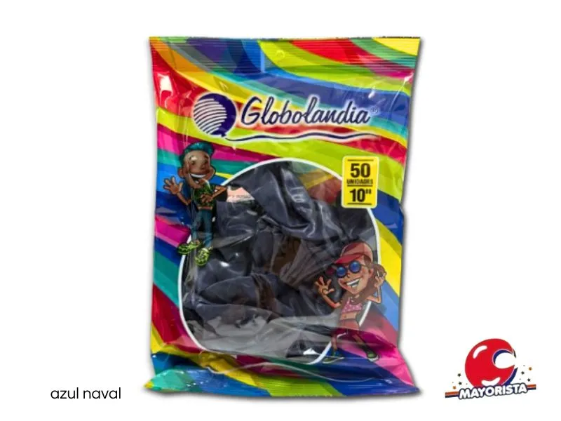 GLOBOS 10 X 50 LISO STANDARD AZUL NAVAL - GLOBOLANDIA