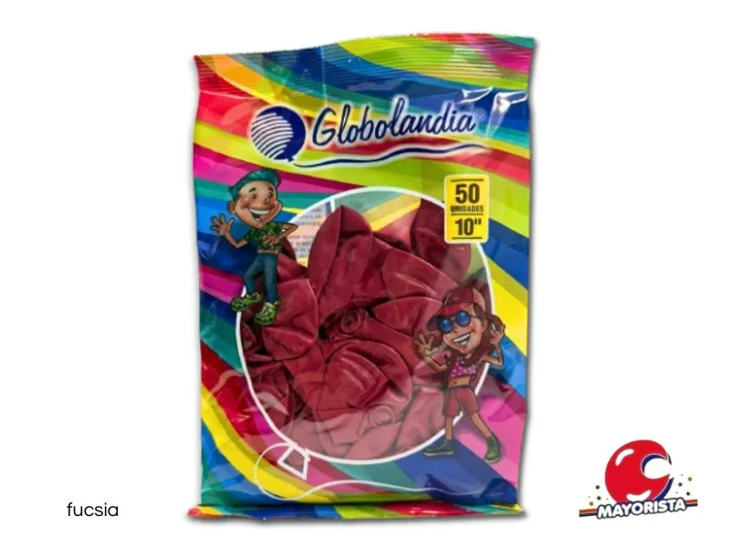 GLOBOS 10 X 50 LISO STANDARD FUCSIA - GLOBOLANDIA