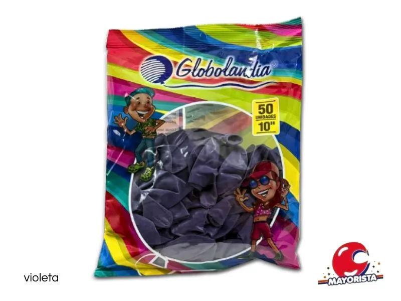 GLOBOS 10 X 50 LISO STANDARD VIOLETA - GLOBOLANDIA