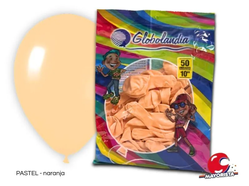 GLOBOS 10 X 50 PASTEL NARANJA - GLOBOLANDIA